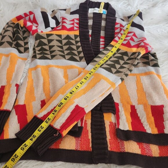 Sparrow Anthropologie Southwestern Geometric Retro Cardigan Sweater M Linen Lamb - Picture 8 of 11